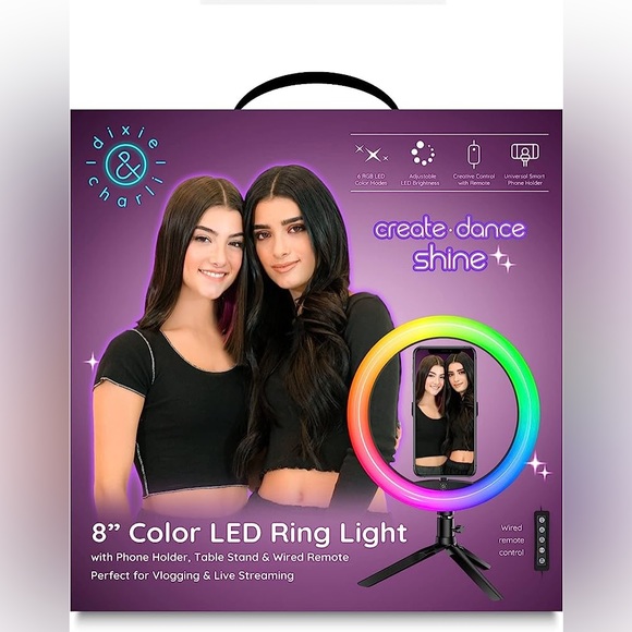 NEW Dixie & Charli Color Pro Series LED 8” Ring Light - Picture 1 of 7